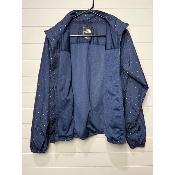 The North Face Woman's Size Medium Jacket Navy Polka Dot Lightweight Windbreaker - Picture 7 of 10